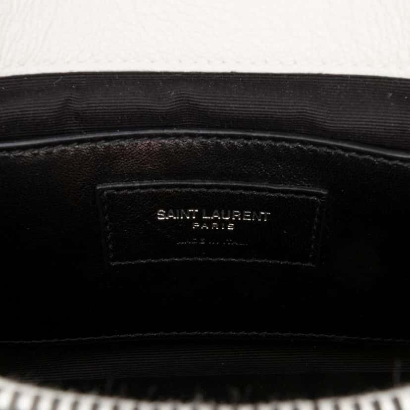 Saint Laurent Medium Chevron Sheepskin Monogram College Satchel White Leather Very good condition - Box View