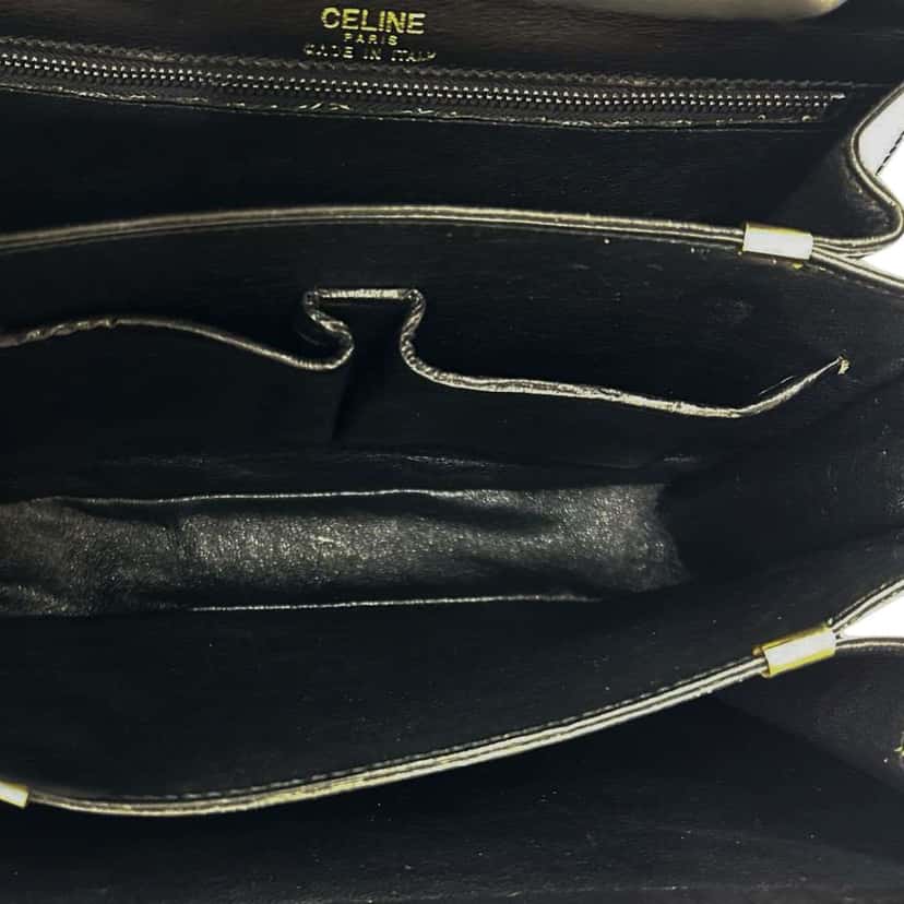 Celine Leather Logo Horse Carriage Crossbody Black Leather Good condition - Model View