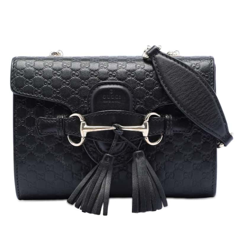 Gucci Mini Microguccissima Emily Crossbody Black Leather Very good condition - Front View