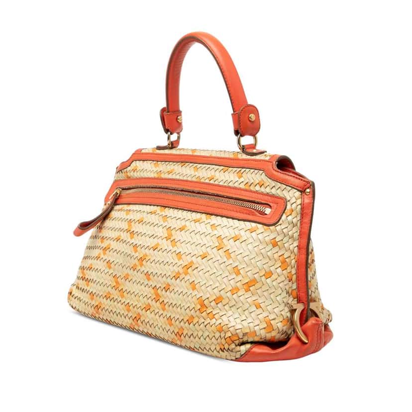 Salvatore Ferragamo Medium Woven Leather Gancini Sofia Satchel Brown Leather Very good condition - Back View