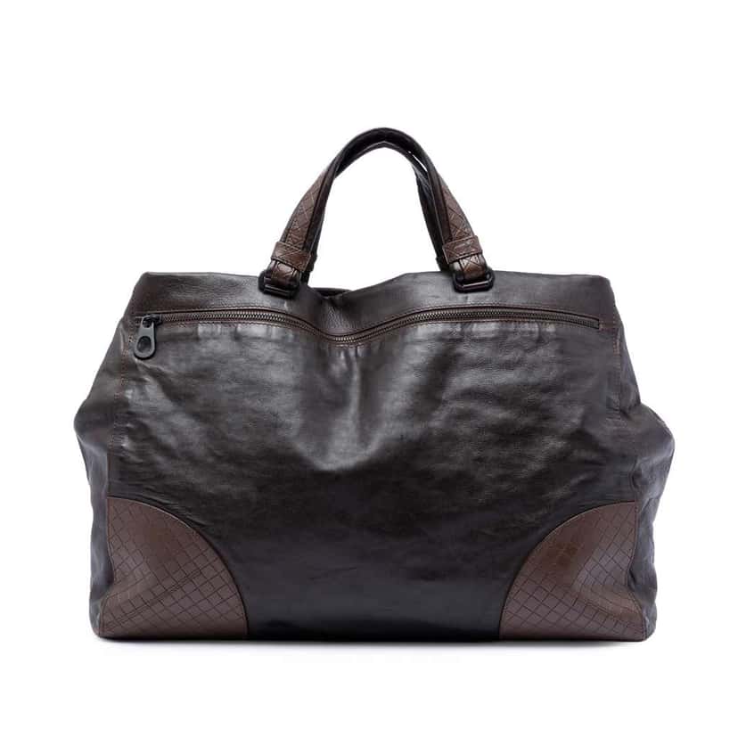 Bottega Veneta Intrecciomirage Trimmed Nappa Tote Brown Leather Very good condition - Front View