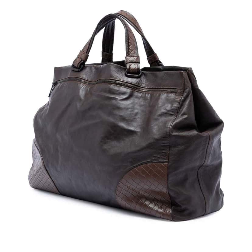 Bottega Veneta Intrecciomirage Trimmed Nappa Tote Brown Leather Very good condition - Back View