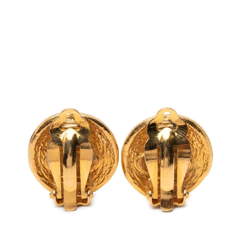 Chanel Gold Plated 31 Rue Cambon Round Clip On Earrings Gold Metal Very good condition - Back View