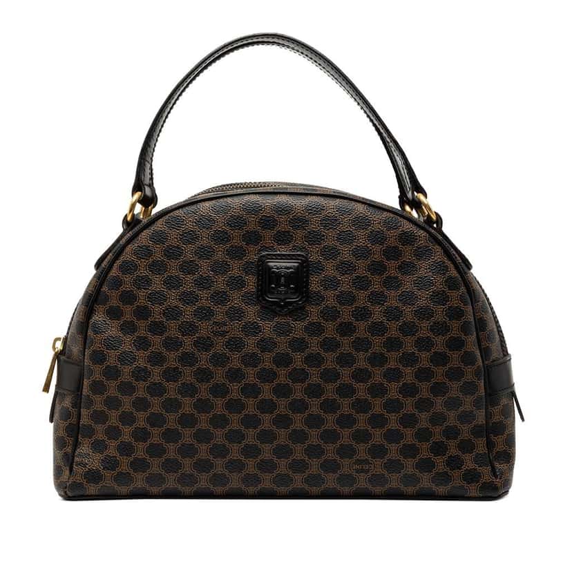 Celine Macadam Coated Canvas Dome Handbag Brown Canvas Very good condition - Front View