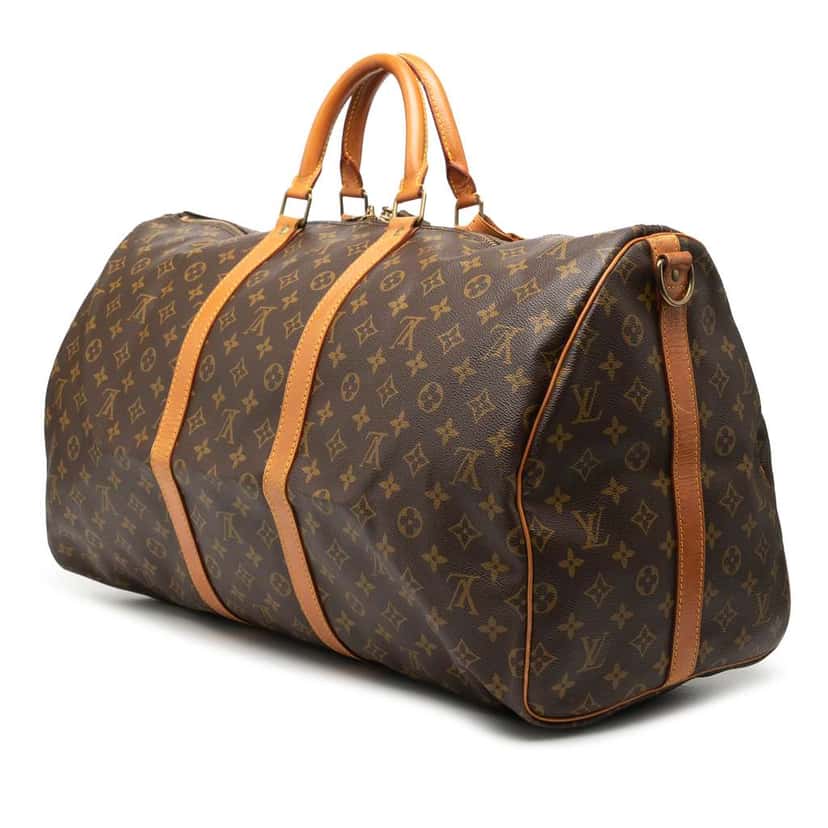 Louis Vuitton Monogram Keepall Bandouliere 55 Brown Fair condition - Back View