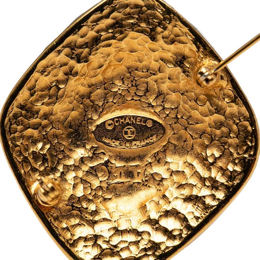 Chanel CC Gold Plated Diamond Byzantine Brooch Gold Metal Very good condition - Inside View