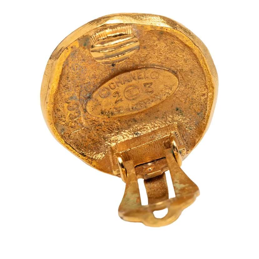 Chanel Gold Plated Logo and Lion Clip On Earrings Gold Metal Very good condition - Inside View