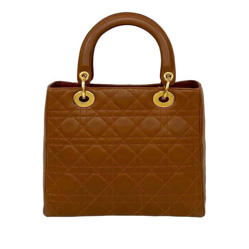 Dior Medium Lambskin Cannage Lady Dior Brown Leather Very good condition - Back View