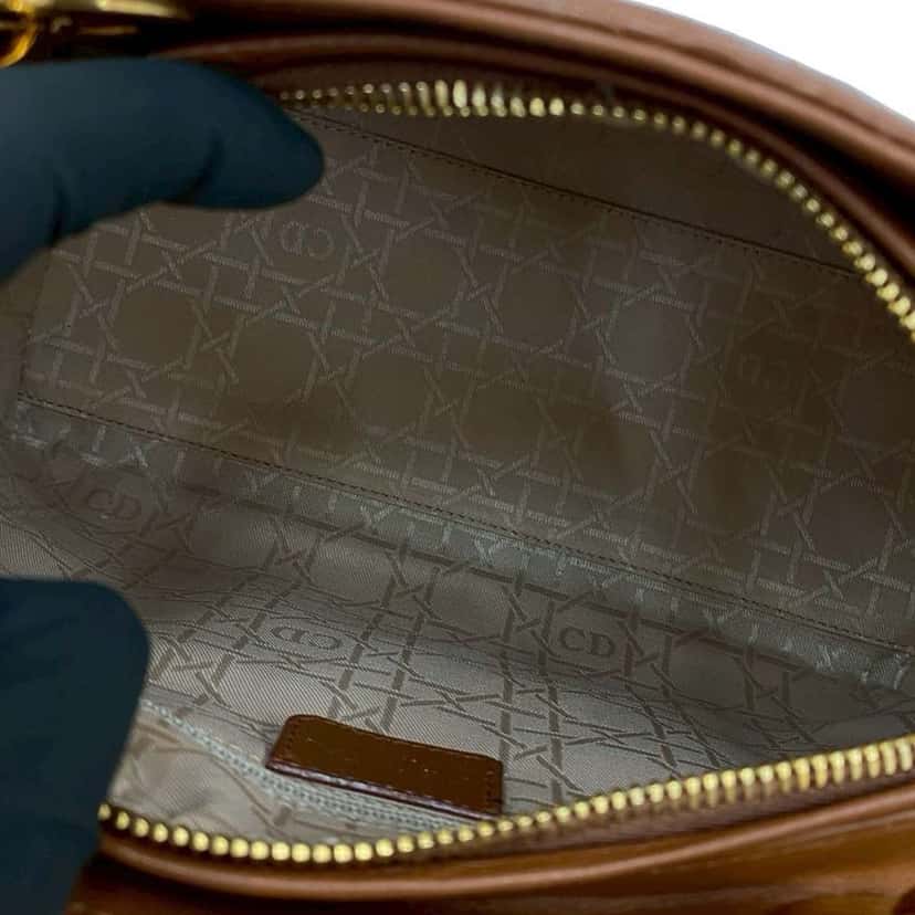 Dior Medium Lambskin Cannage Lady Dior Brown Leather Very good condition - Inside View