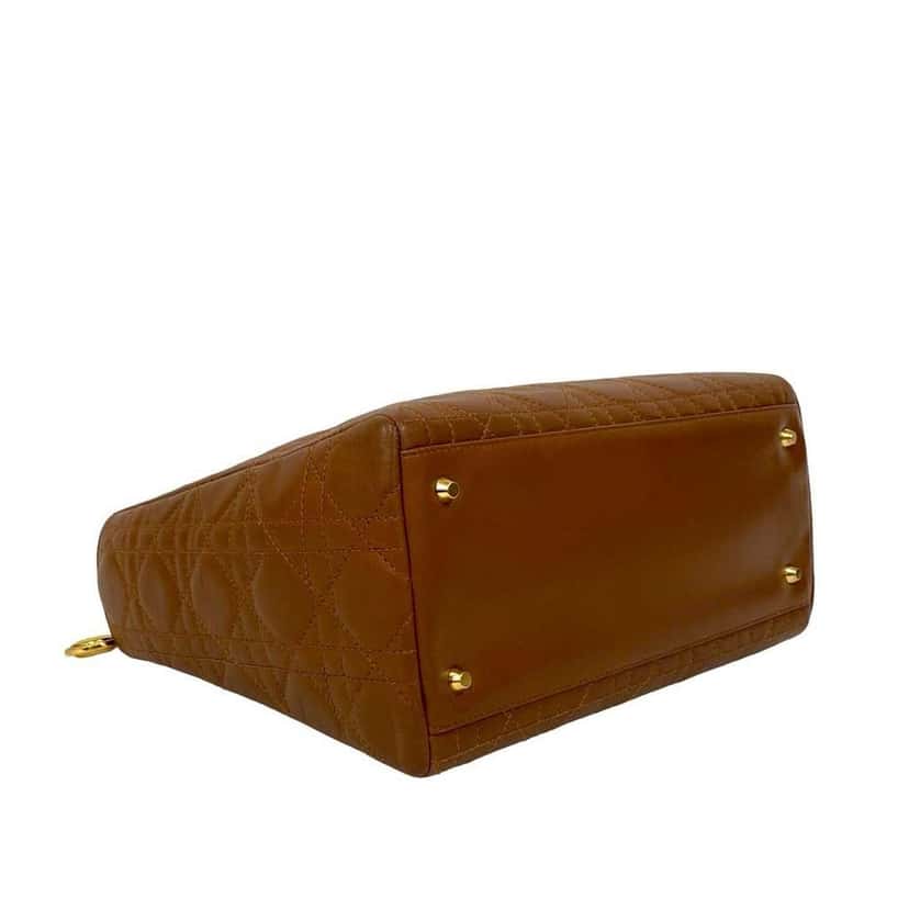 Dior Medium Lambskin Cannage Lady Dior Brown Leather Very good condition - Box View