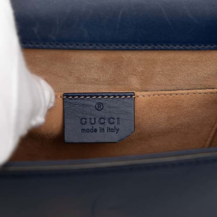 Gucci Mini Leather Sylvie Satchel Blue Leather Very good condition - Box View