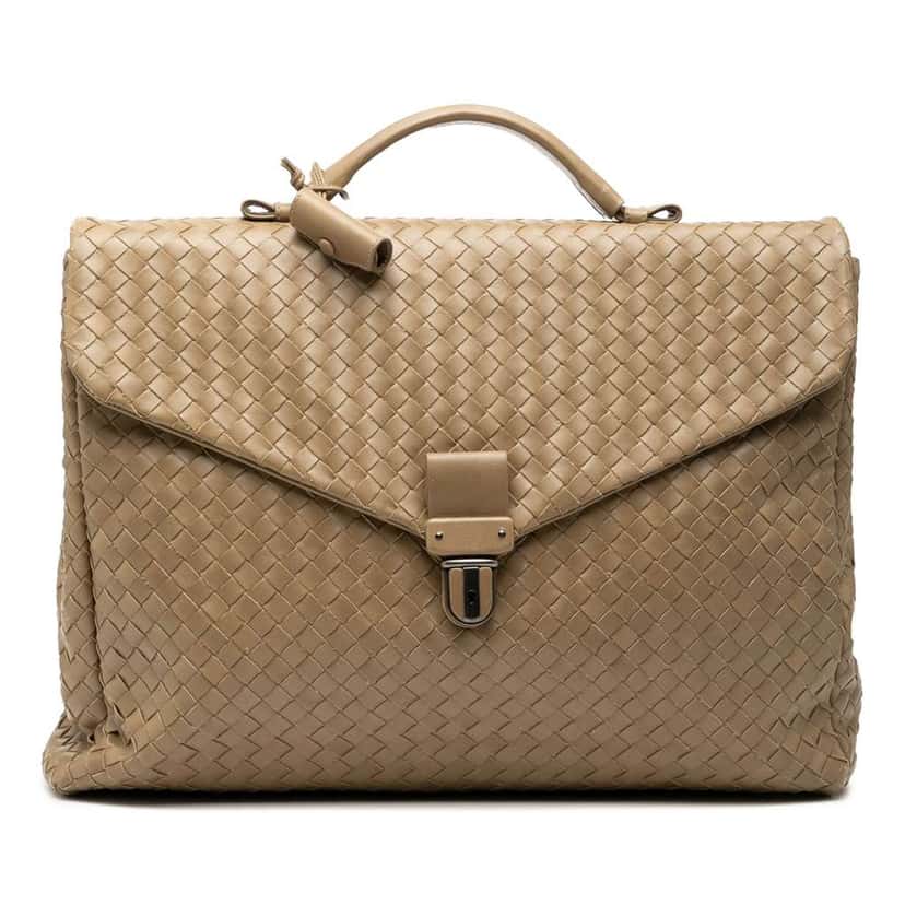 Bottega Veneta Nappa Intrecciato Business Bag Brown Leather Very good condition - Front View