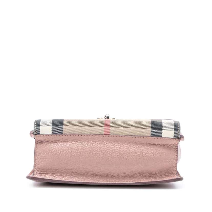 Burberry Small Leather and House Check Canvas Derby Macken Crossbody Pink Leather Very good condition - Inside View