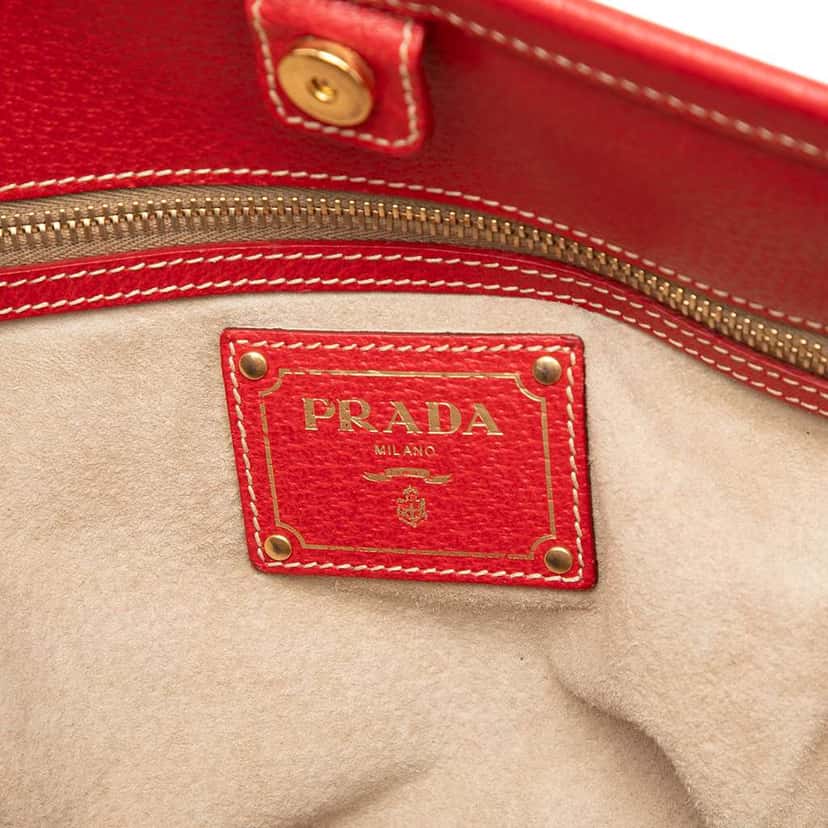 Prada Large Saffiano Trimmed Canapa Convertible Tote Brown Canvas Very good condition - Box View