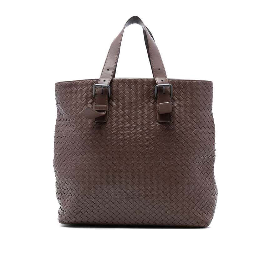 Bottega Veneta Nappa Intrecciato Belted Tote Brown Leather Very good condition - Front View