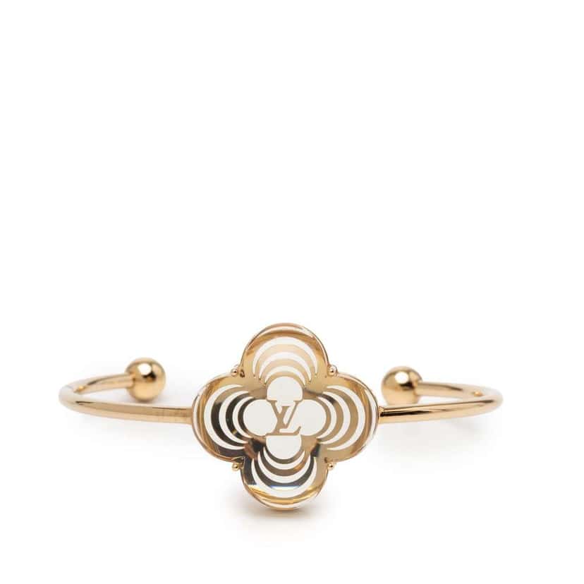 Louis Vuitton Gold Plated Resin La Folie Cuff Bracelet Gold Metal Good condition - Front View