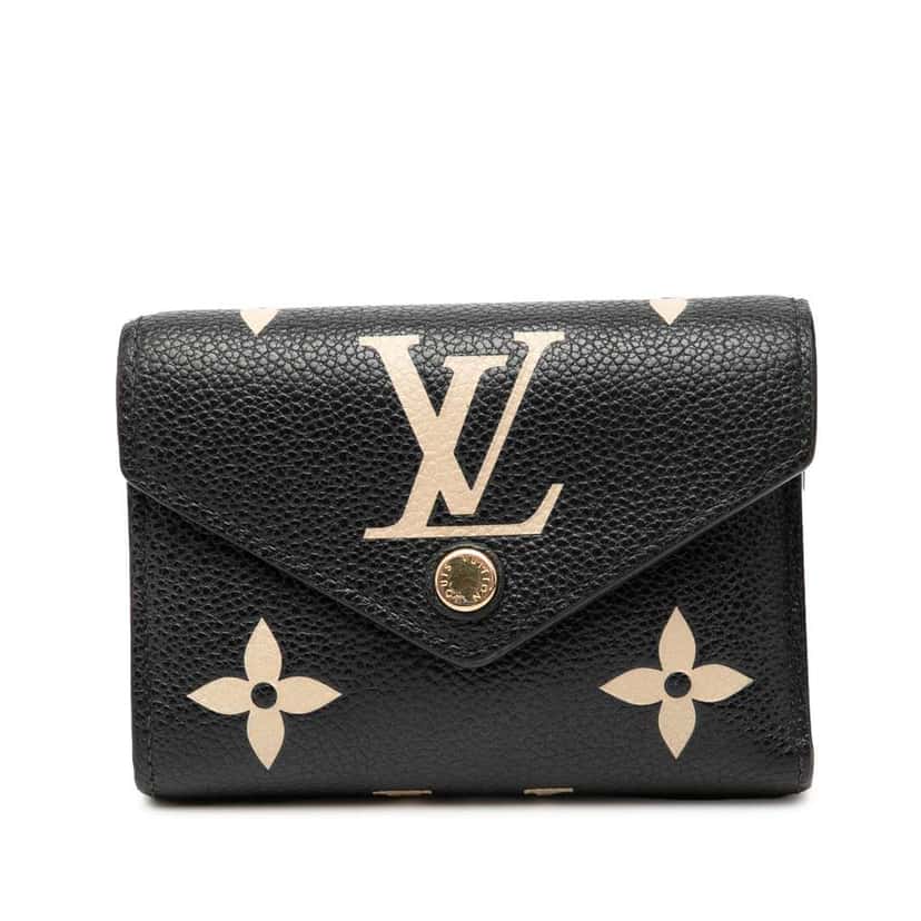 Louis Vuitton Monogram Empreinte Victorine Tri-fold Wallet Black Leather Good condition - Front View
