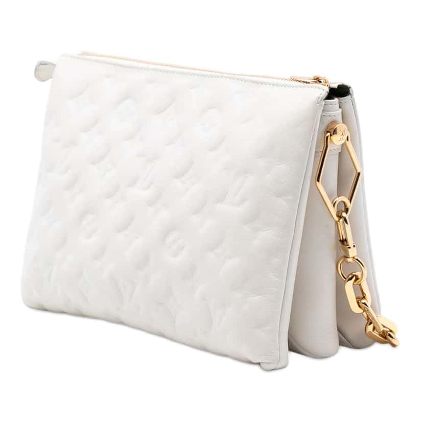 Louis Vuitton Monogram Embossed Puffy Lambskin Coussin PM White Leather Very good condition - Back View