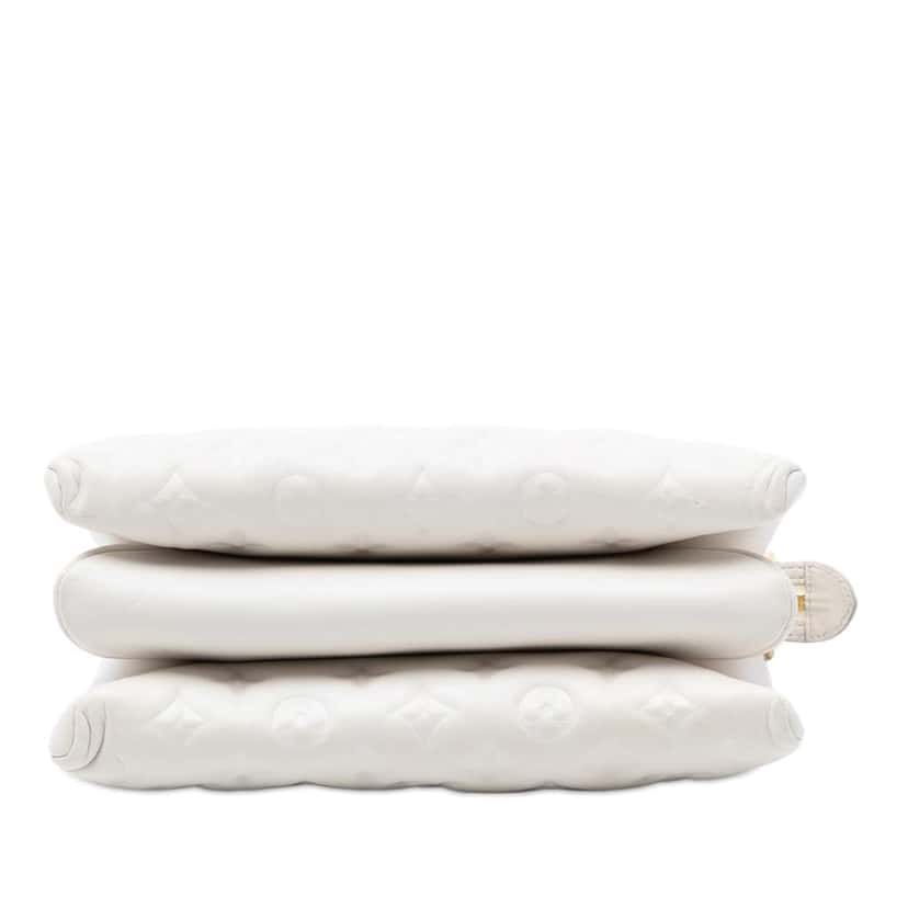 Louis Vuitton Monogram Embossed Puffy Lambskin Coussin PM White Leather Very good condition - Inside View
