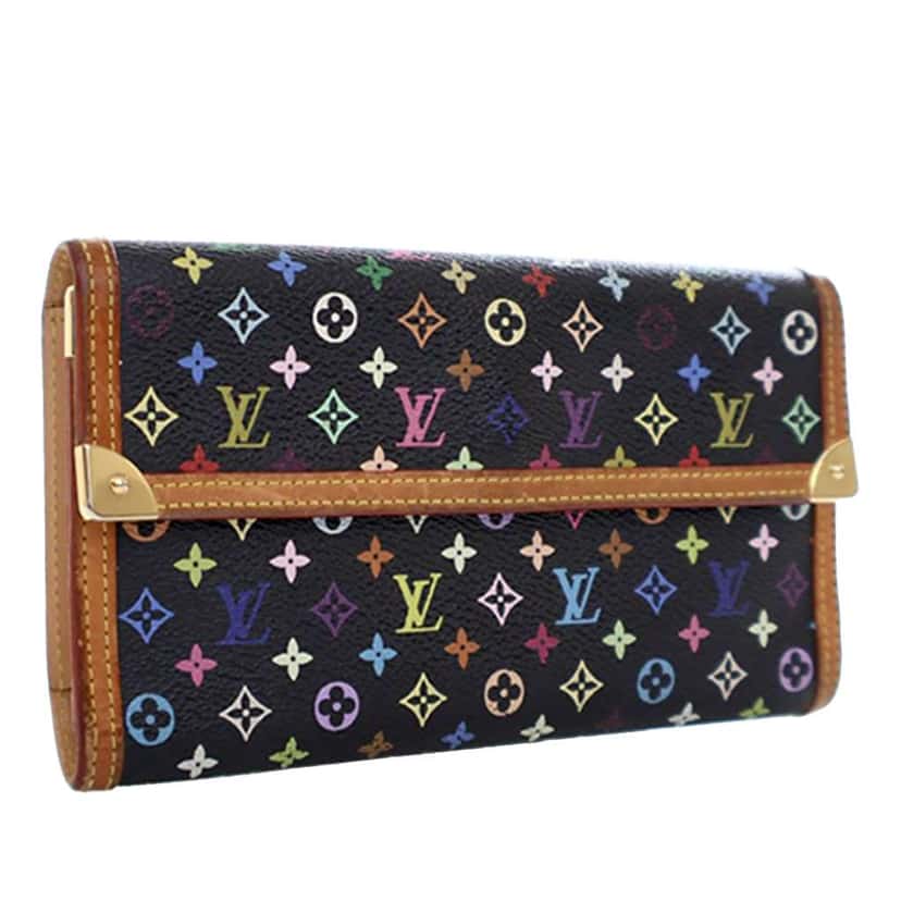 Louis Vuitton Monogram Multicolor Porte Tresor International Wallet Black Very good condition - Back View