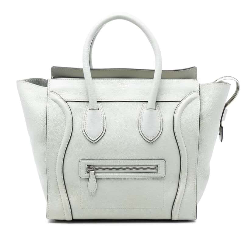 Celine Mini Calfskin Luggage Tote White Leather Good condition - Front View