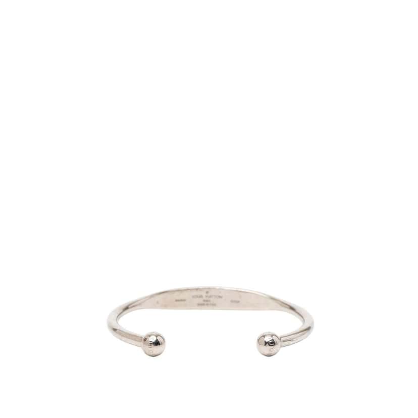 Louis Vuitton Palladium Plated Monogram Jonc Cuff Bracelet Silver Metal Very good condition - Inside View