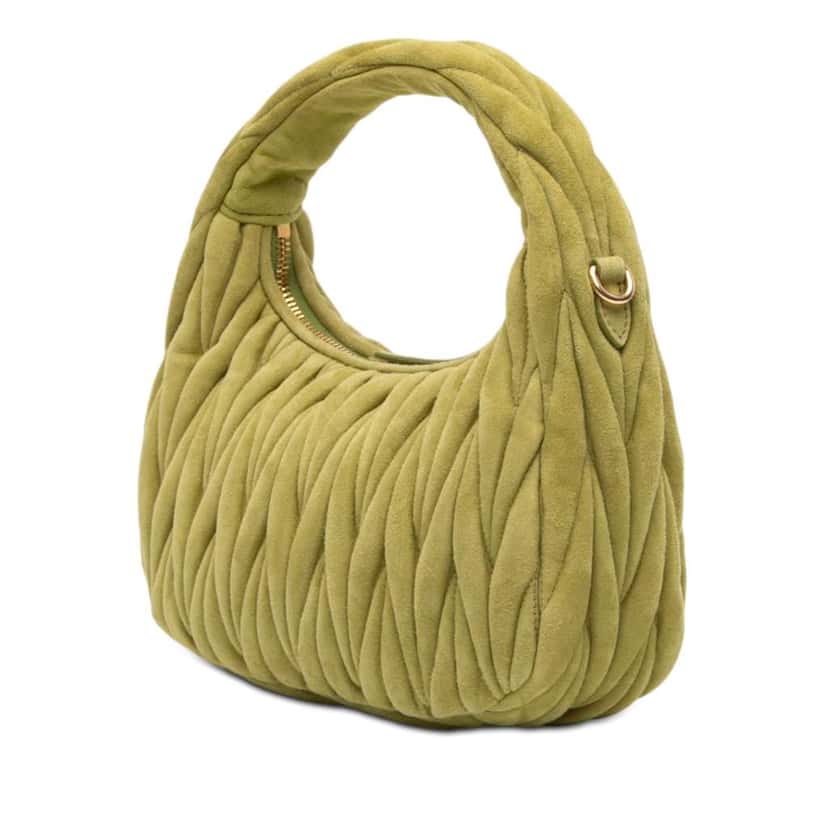 Miu Miu Mini Matelasse Suede Wander Bag Green Leather Good condition - Back View