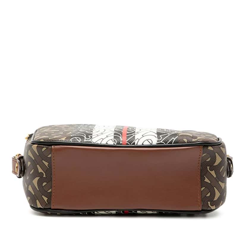 Burberry TB Monogram E-Canvas Stripe Camera Bag Brown Canvas Very good condition - Inside View