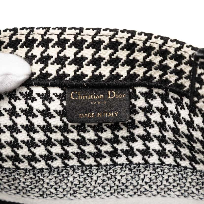 Dior Medium Canvas Houndstooth Embroidered Book Tote Black Canvas Very good condition - Box View