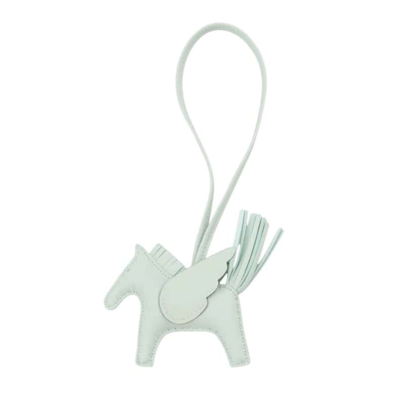 Hermès Milo Lambskin and Swift Grigri Rodeo Pegase Bag Charm PM Green Leather Very good condition - Front View