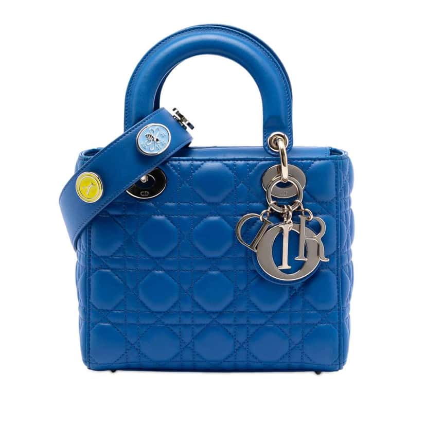 Dior Small Lambskin Cannage MyABCDior Lady Dior Blue Leather Very good condition - Front View