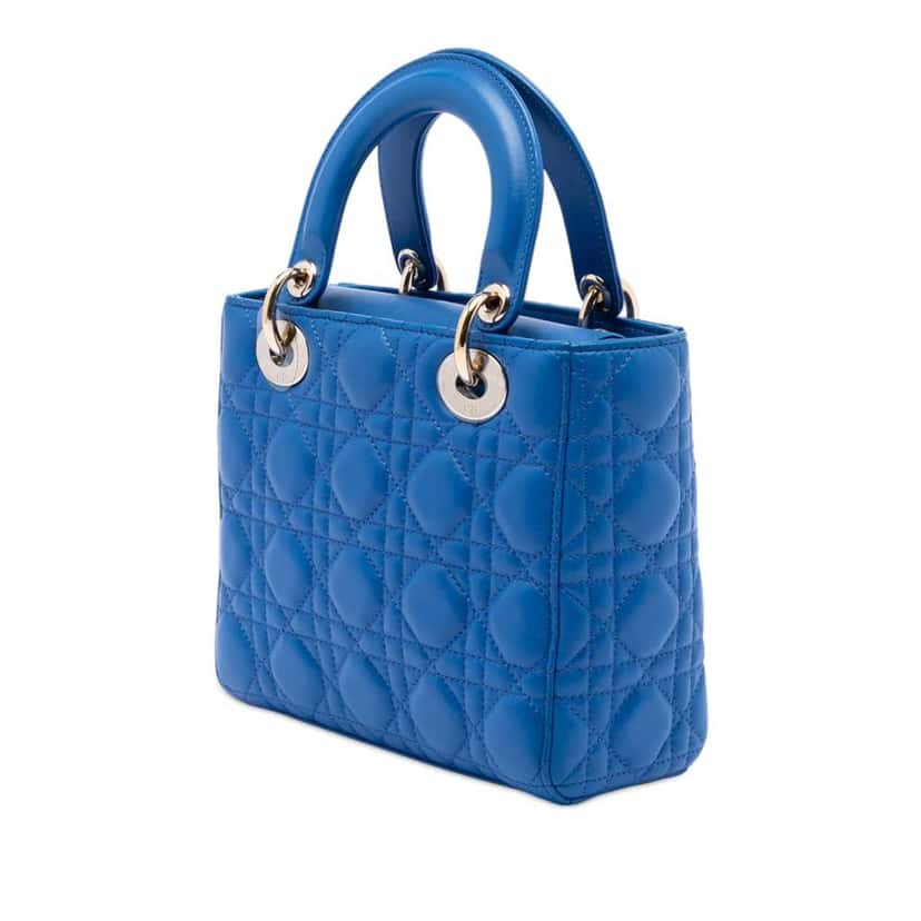 Dior Small Lambskin Cannage MyABCDior Lady Dior Blue Leather Very good condition - Back View