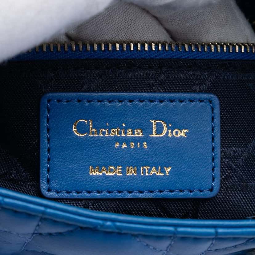 Dior Small Lambskin Cannage MyABCDior Lady Dior Blue Leather Very good condition - Box View