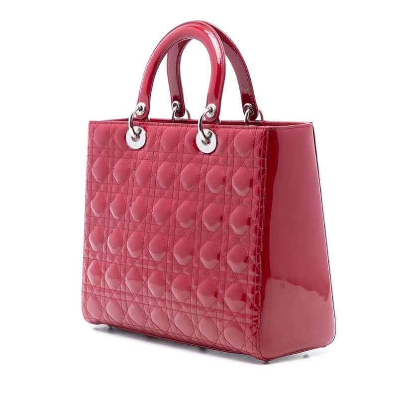 Dior Large Patent Cannage Lady Dior Red Leather Very good condition - Back View