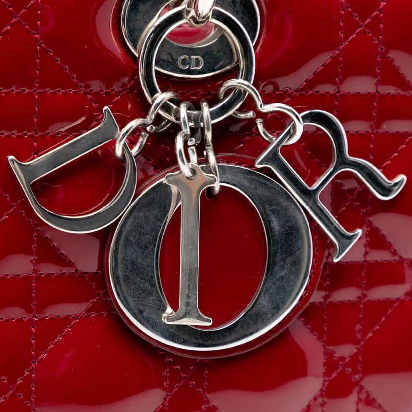 Dior Large Patent Cannage Lady Dior Red Leather Very good condition - Box View