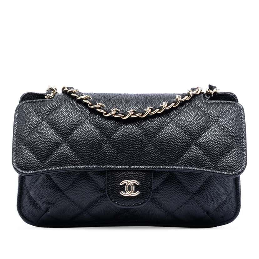 Chanel Nylon Graffiti Foldable Shopping Tote in Caviar Flap Black Leather Very good condition - Front View