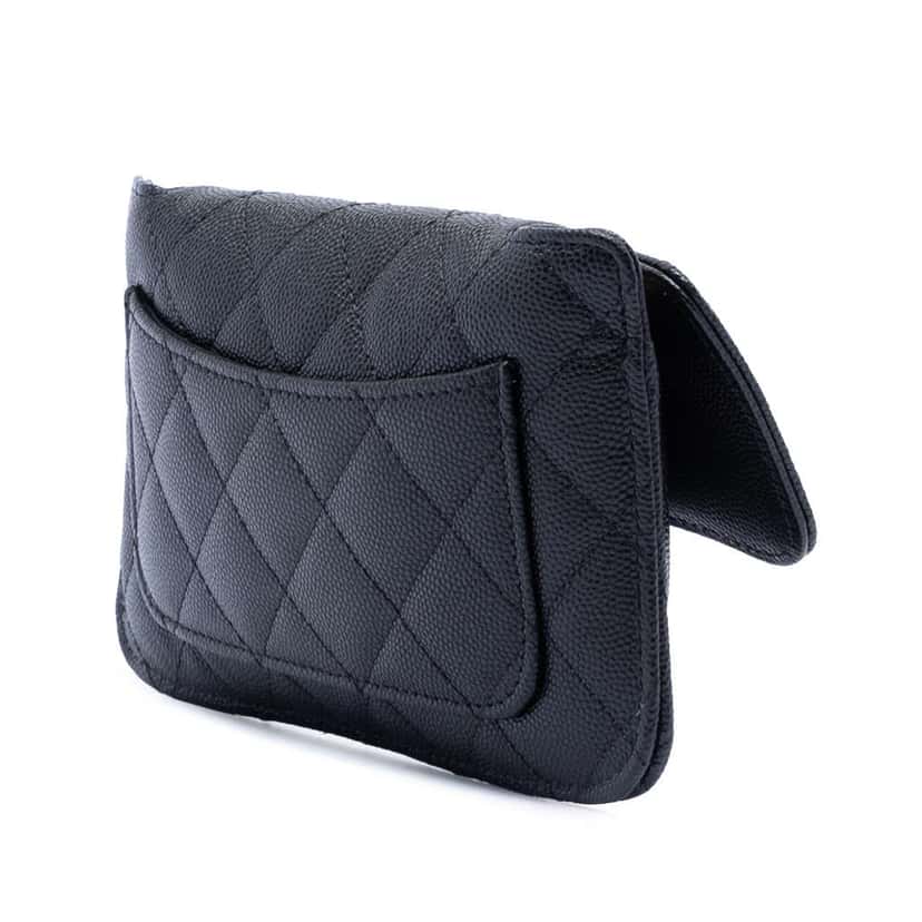 Chanel Nylon Graffiti Foldable Shopping Tote in Caviar Flap Black Leather Very good condition - Back View
