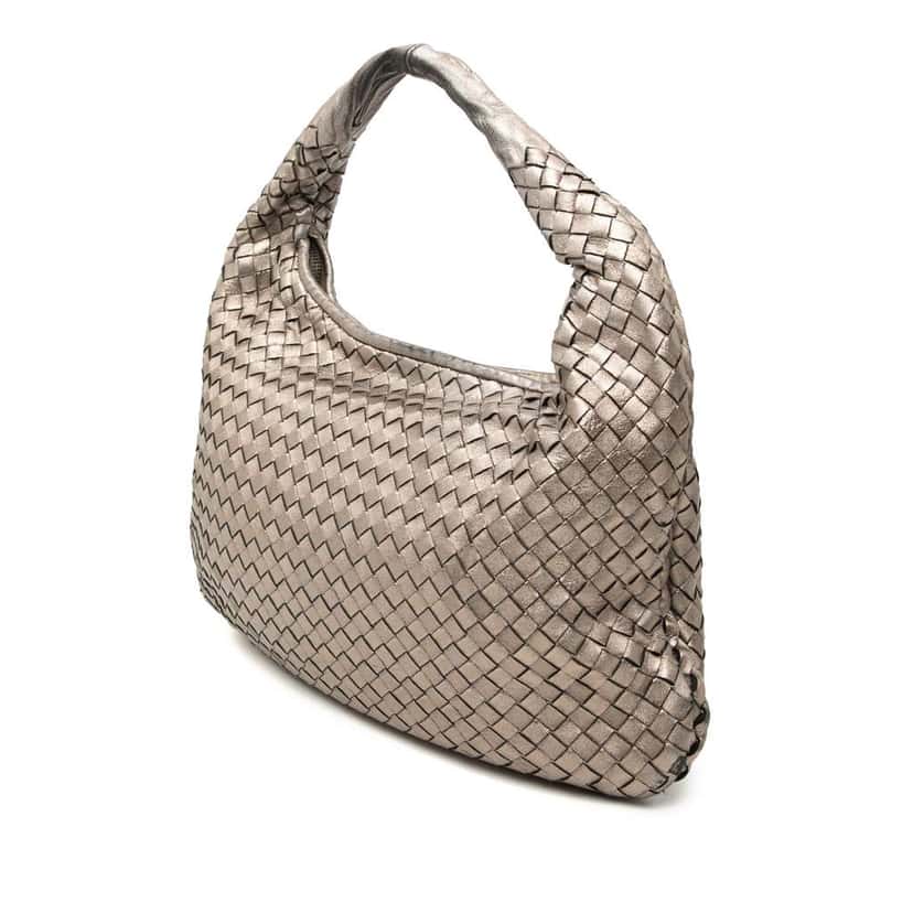 Bottega Veneta Small Metallic Nappa Intrecciato Veneta Hobo Gold Leather Good condition - Back View