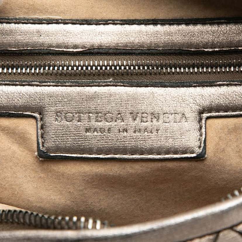 Bottega Veneta Small Metallic Nappa Intrecciato Veneta Hobo Gold Leather Good condition - Box View