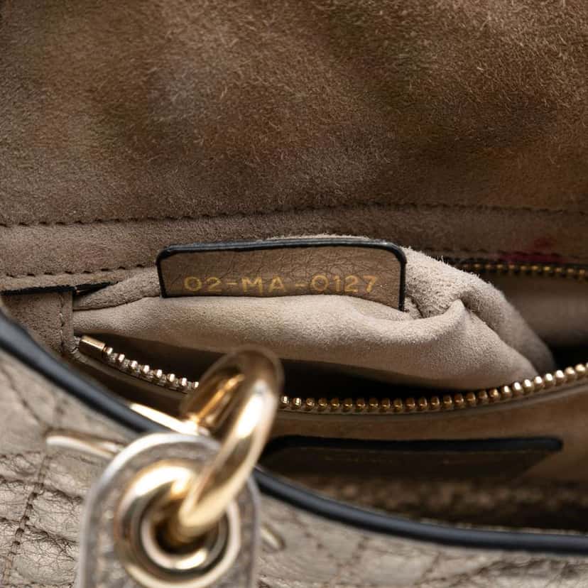 Dior Mini Metallic Calfskin Cannage Supple Lady Dior Silver Leather Very good condition - Box View