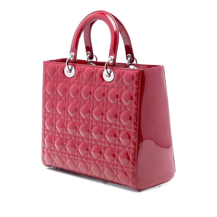 Dior Large Patent Cannage Lady Dior Red Leather Very good condition - Back View
