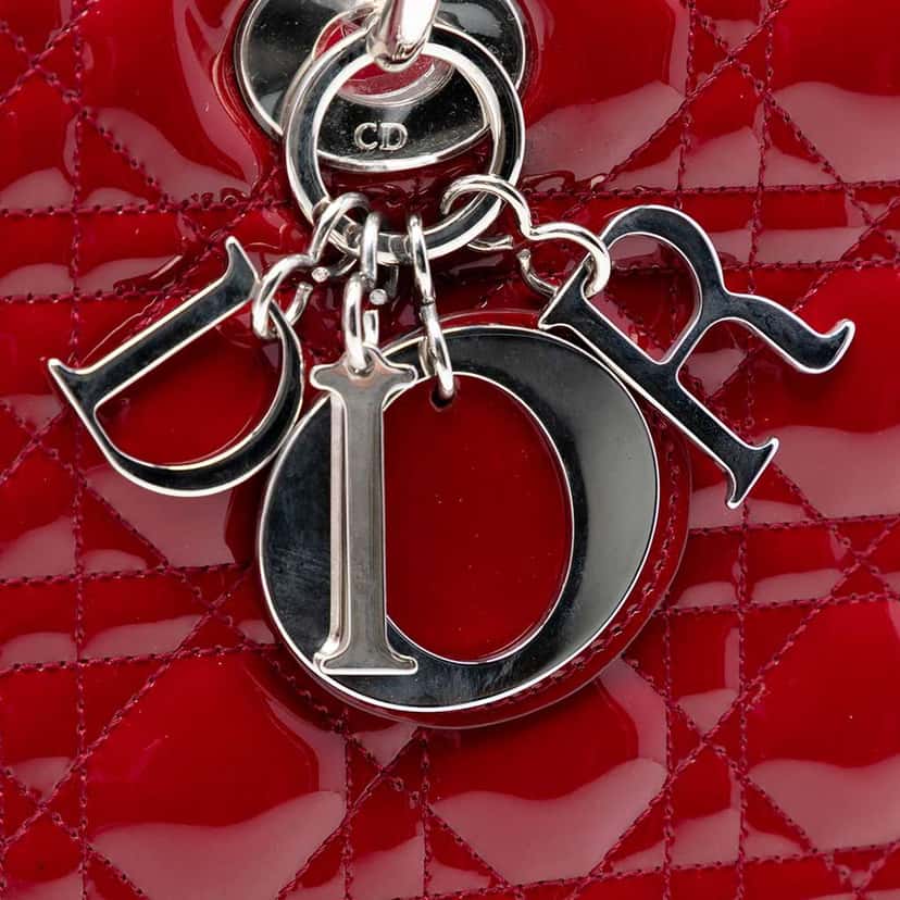 Dior Large Patent Cannage Lady Dior Red Leather Very good condition - Box View