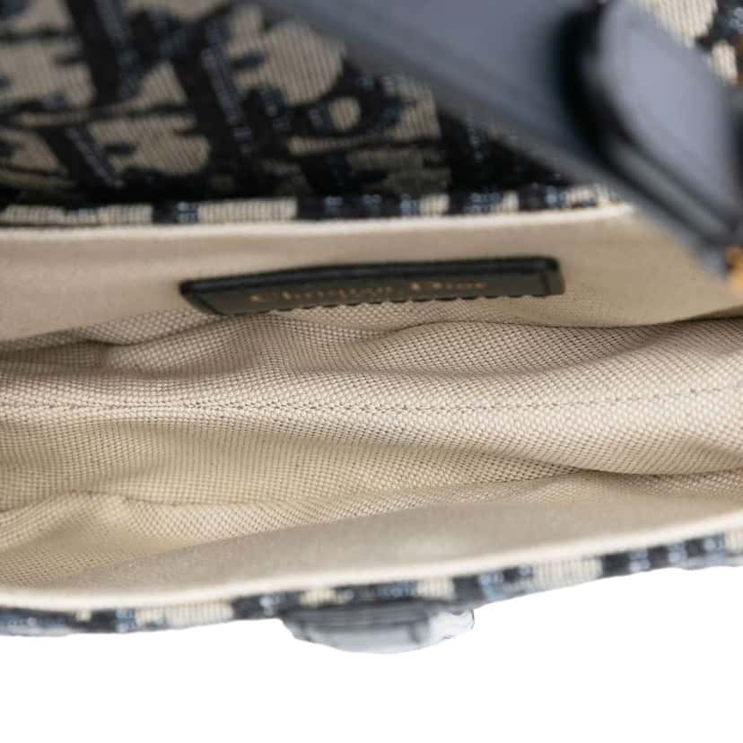 Dior Mini Oblique Canvas Saddle Bag Blue Canvas Very good condition - Model View