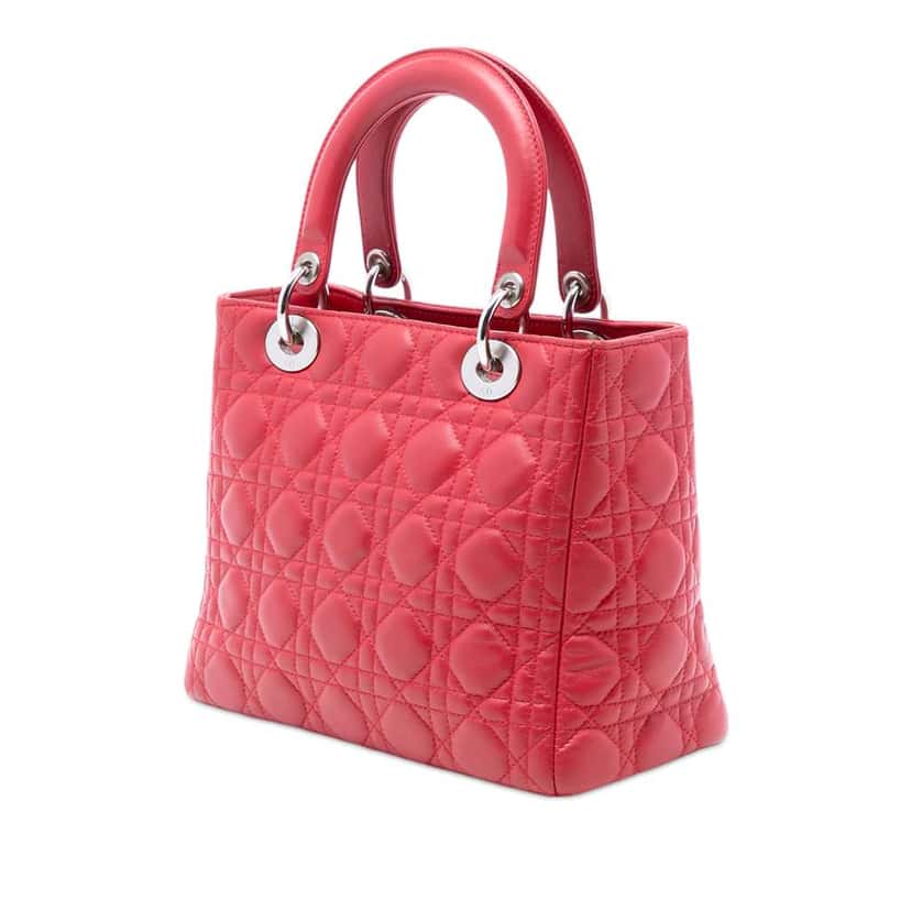 Dior Medium Lambskin Cannage Lady Dior Red Leather Very good condition - Back View