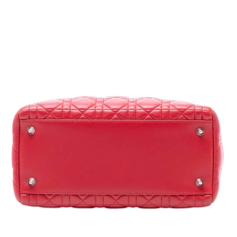 Dior Medium Lambskin Cannage Lady Dior Red Leather Very good condition - Inside View
