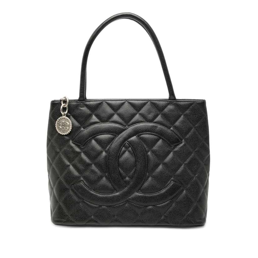 Chanel Caviar Medallion Tote Black Leather Very good condition - Front View