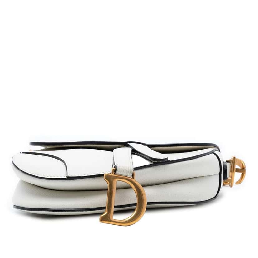 Dior Mini Grained Calfskin Saddle Bag White Leather Very good condition - Inside View