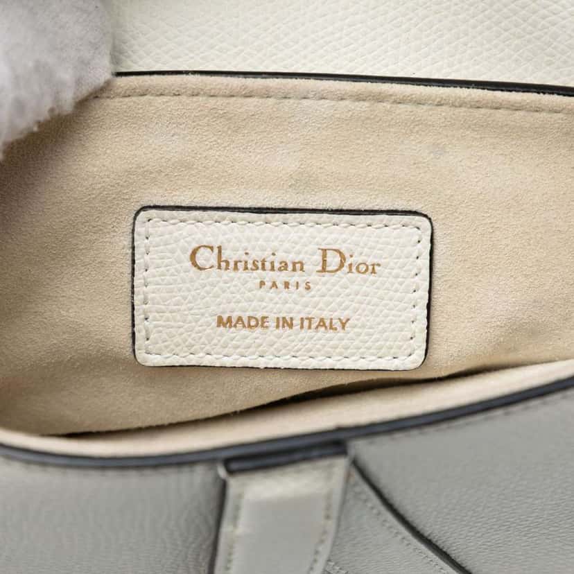 Dior Mini Grained Calfskin Saddle Bag White Leather Very good condition - Box View