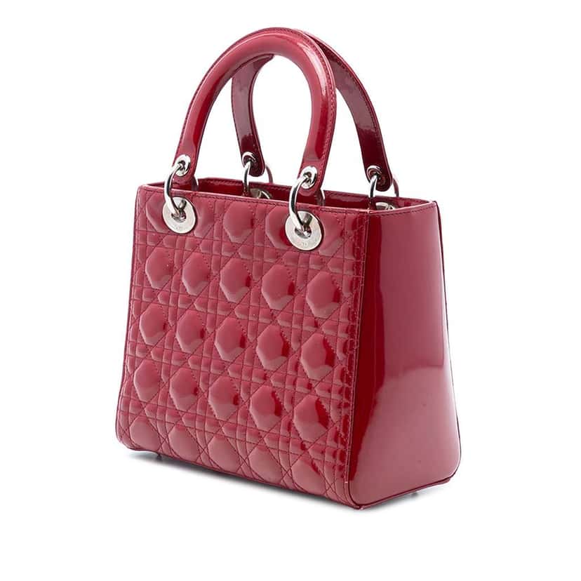 Dior Medium Patent Cannage Lady Dior Red Leather Very good condition - Back View
