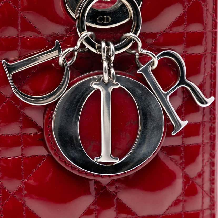 Dior Medium Patent Cannage Lady Dior Red Leather Very good condition - Box View